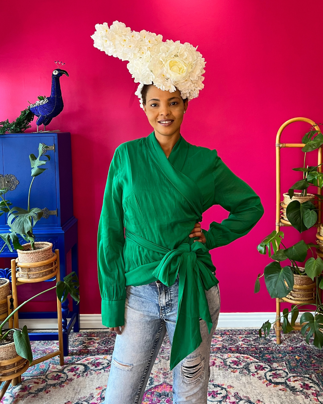 Perola Wrap Blouse - Emerald Green