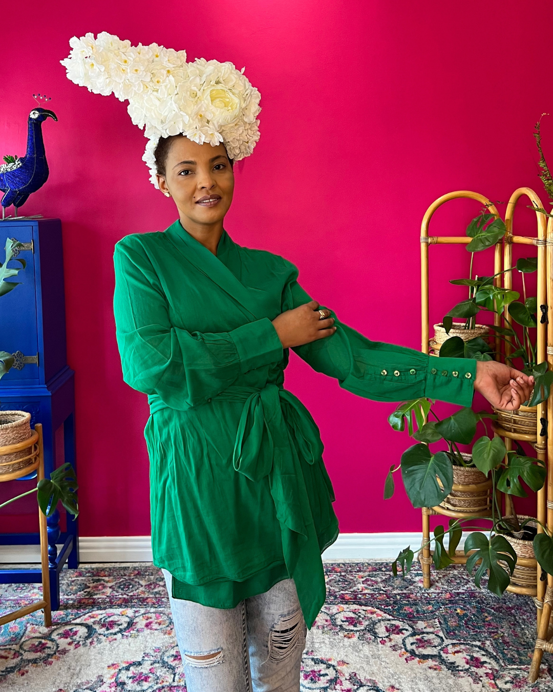 Perola Wrap Blouse - Emerald Green