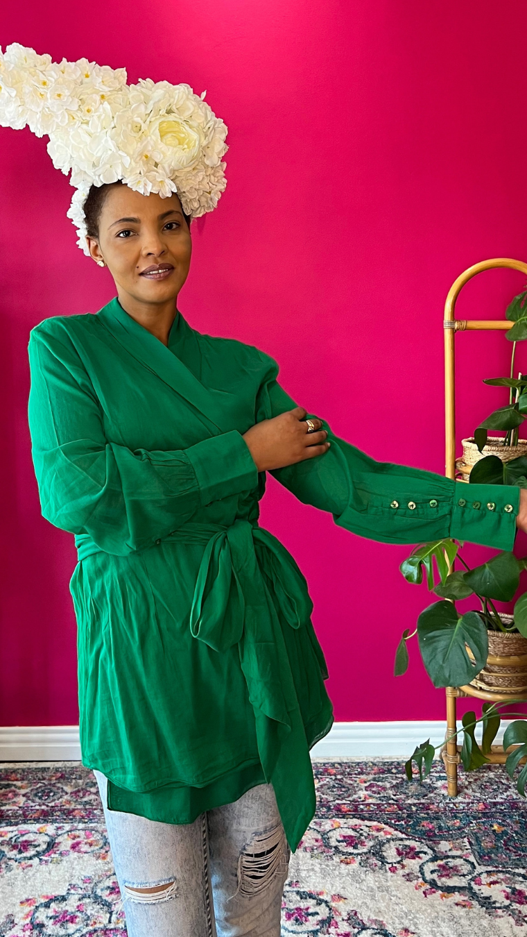 Perola Wrap Blouse - Emerald Green