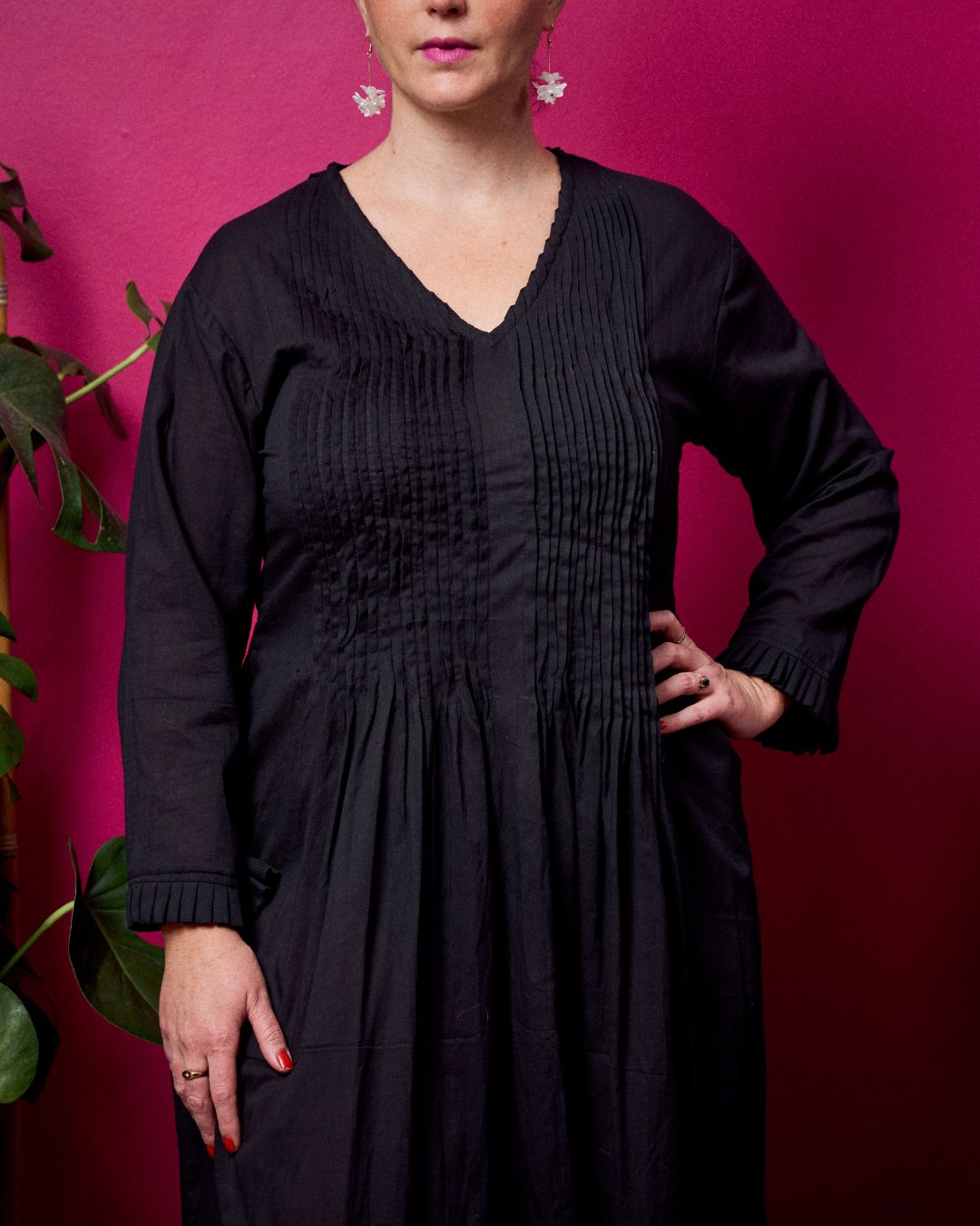 Sarah Lee Pleated Dress - Black