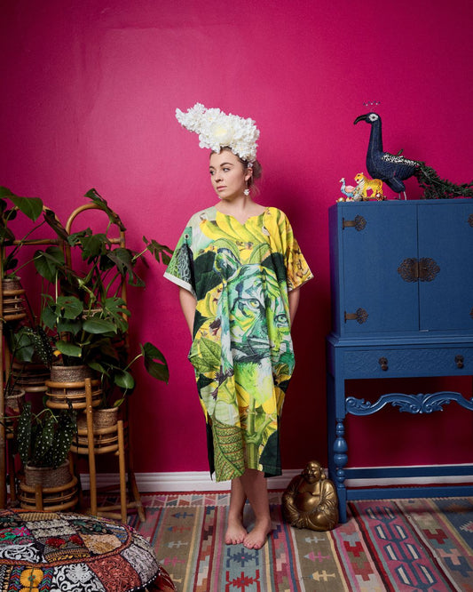 Darling Tiger Dress - Lime Yellow