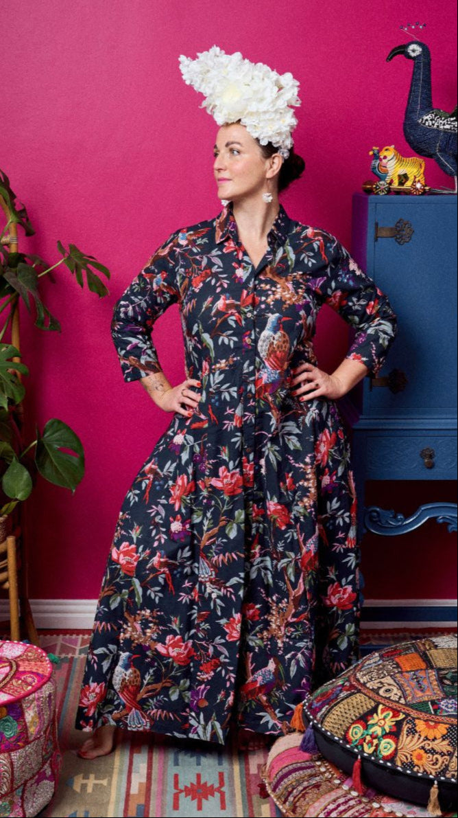Sammy Joy Dress - Navy Bird
