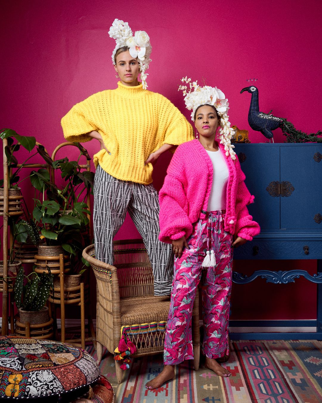 Lucky Pants - Hot Pink Banana Leaf