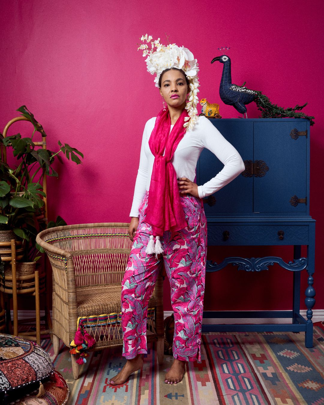 Lucky Pants - Hot Pink Banana Leaf