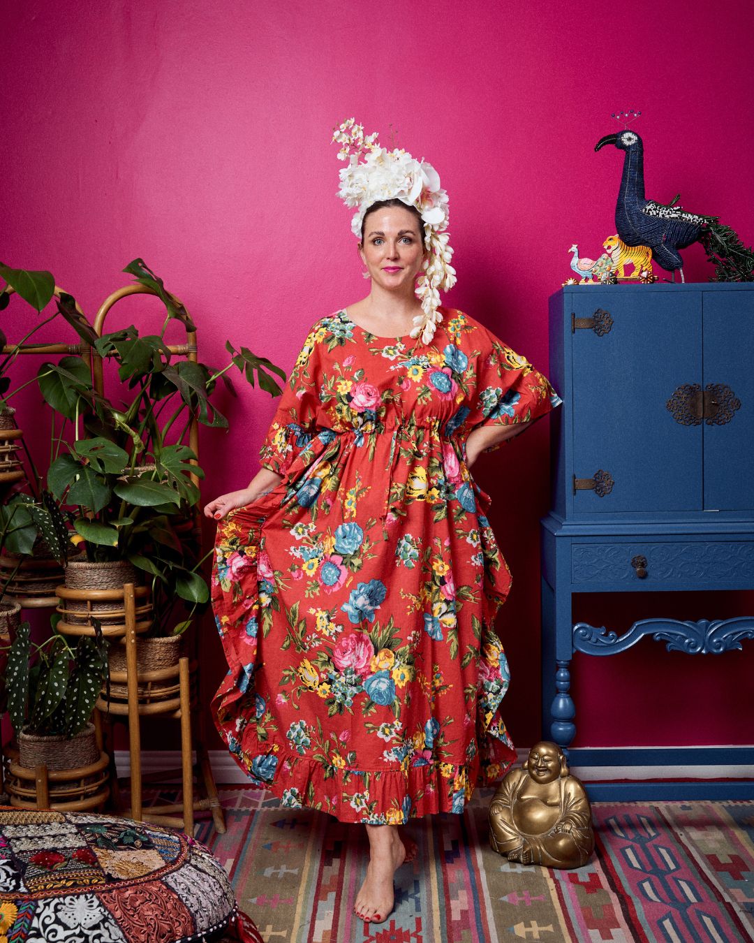 Frilled Kaftan - Red Classic Rose