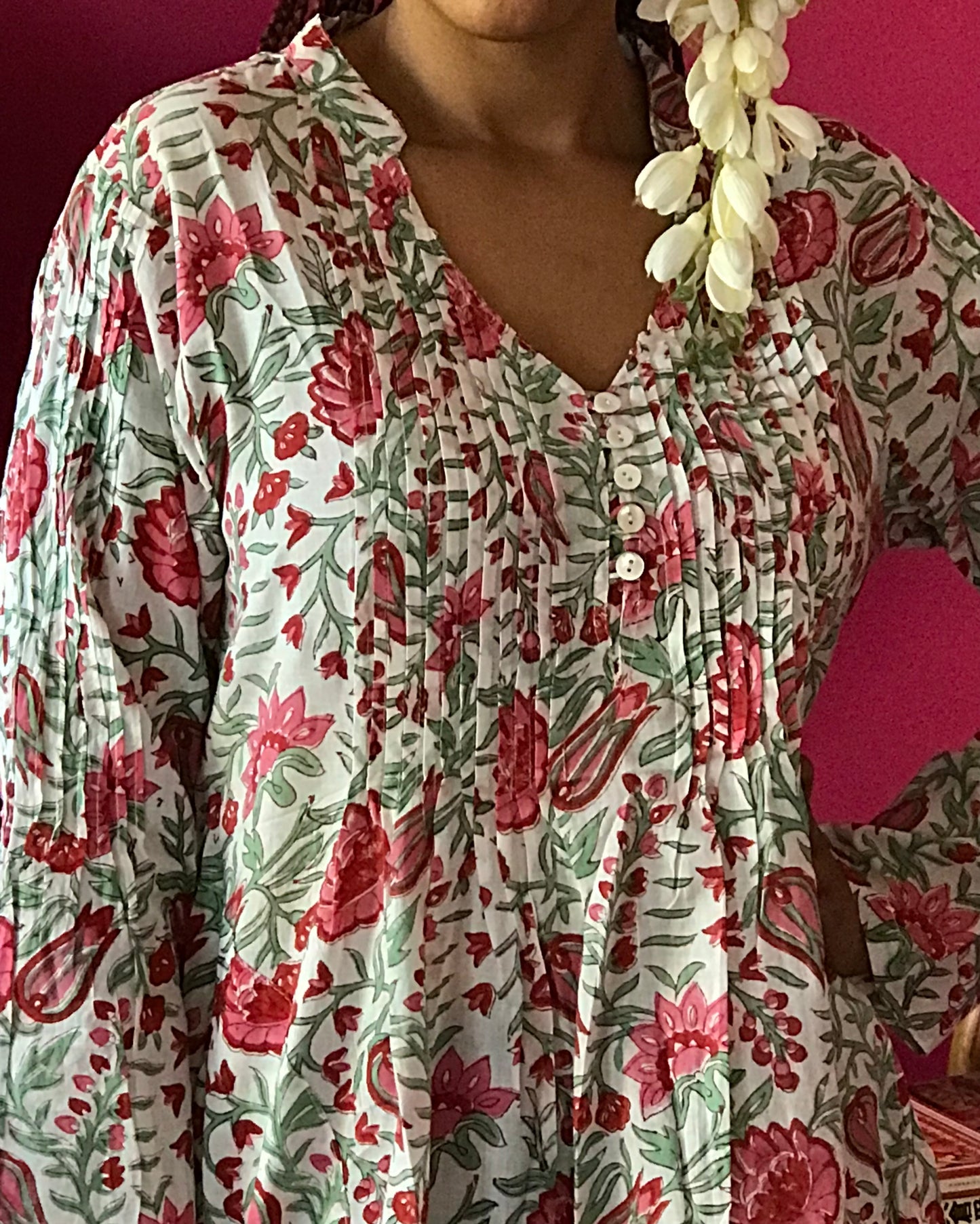 NEW Gypsey Blouse - White with Pink Floral