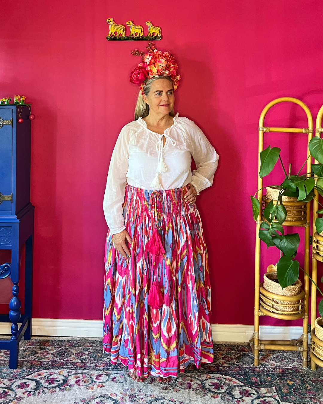 Susie Skirt - Hot Pink Ikat