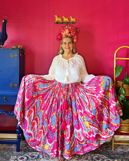 Susie Skirt - Hot Pink Ikat