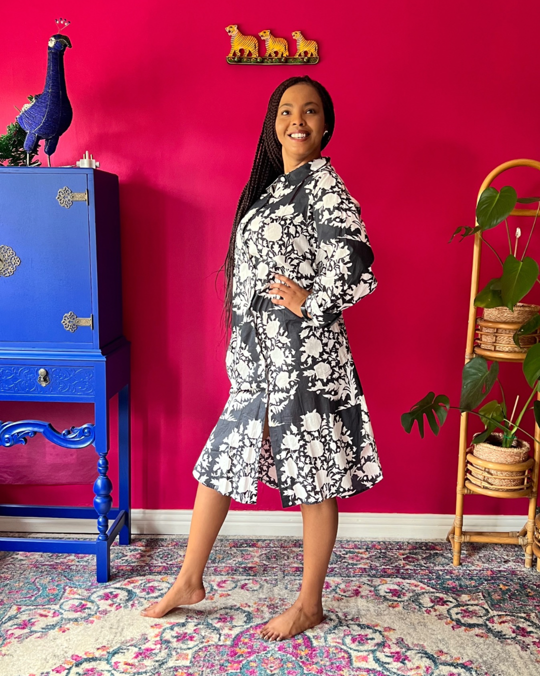 Boyfriend Shirt Dress 2.0 - Black and White Wish Fulfilling Tree