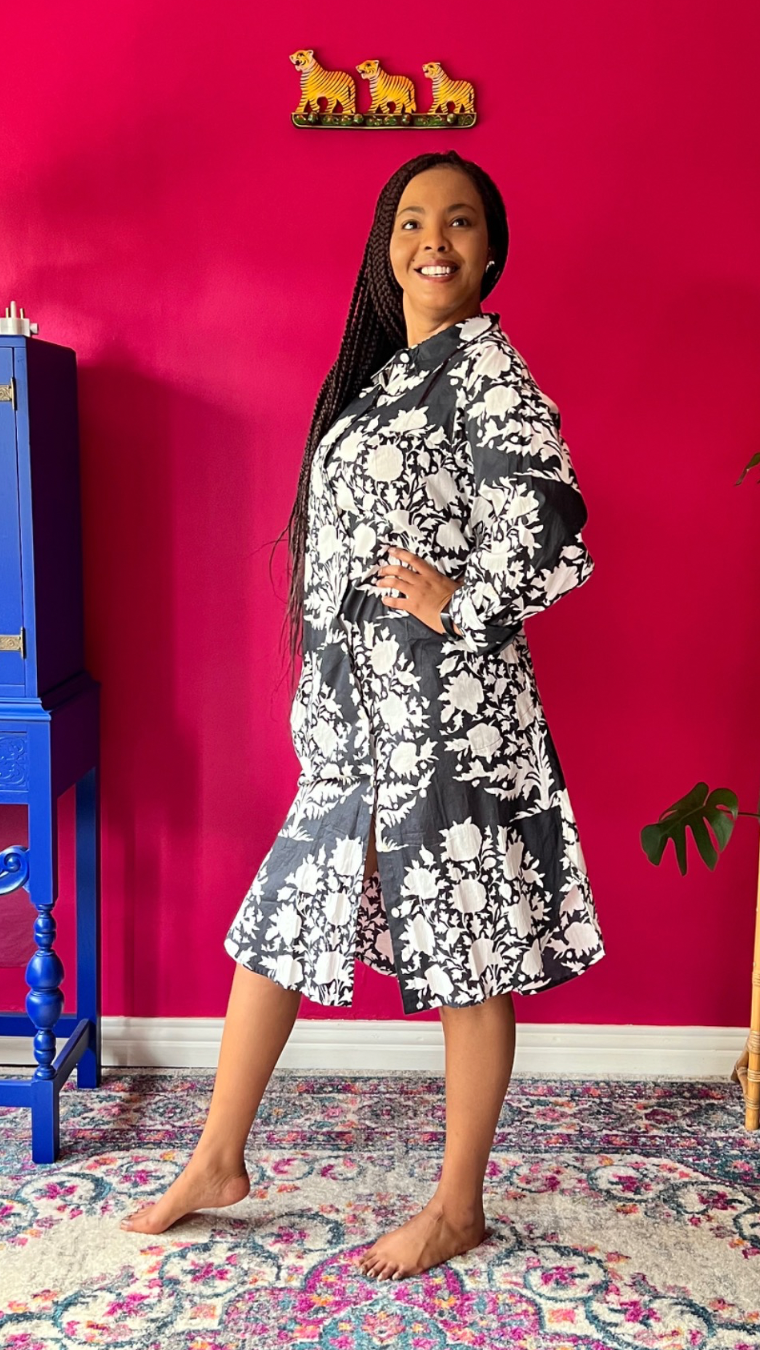 Boyfriend Shirt Dress 2.0 - Black and White Wish Fulfilling Tree