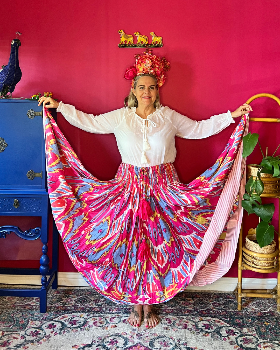 Susie Skirt - Hot Pink Ikat