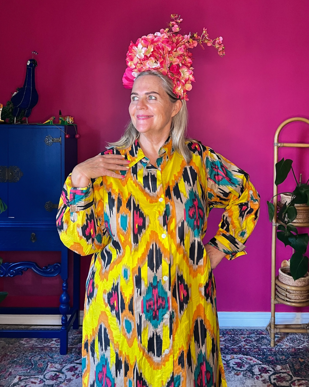 Boyfriend Shirt Dress 2.0 - Yellow Ikat