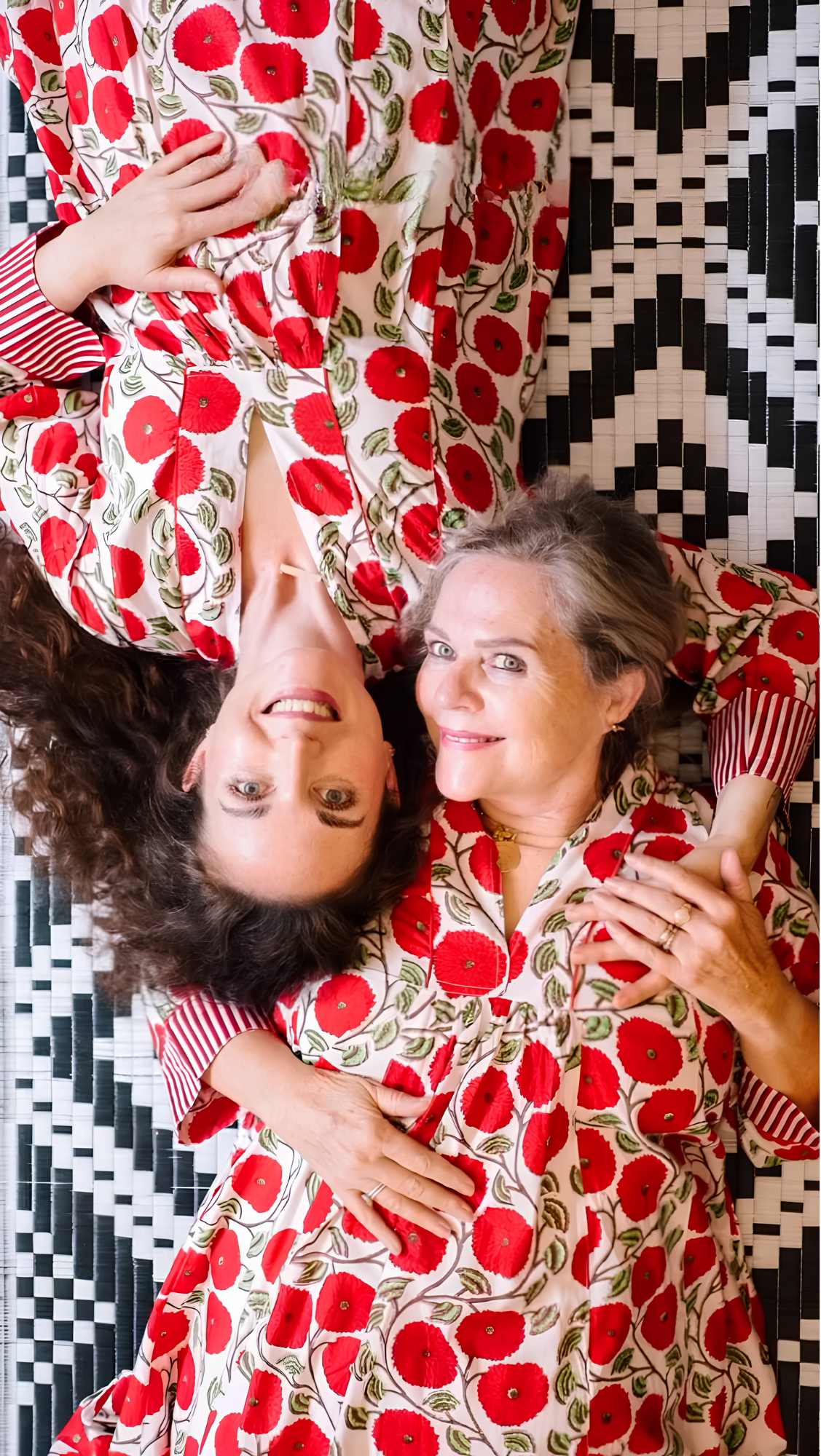 Gypsey Rose mother and daughter founders wearing red floral cotton dresses