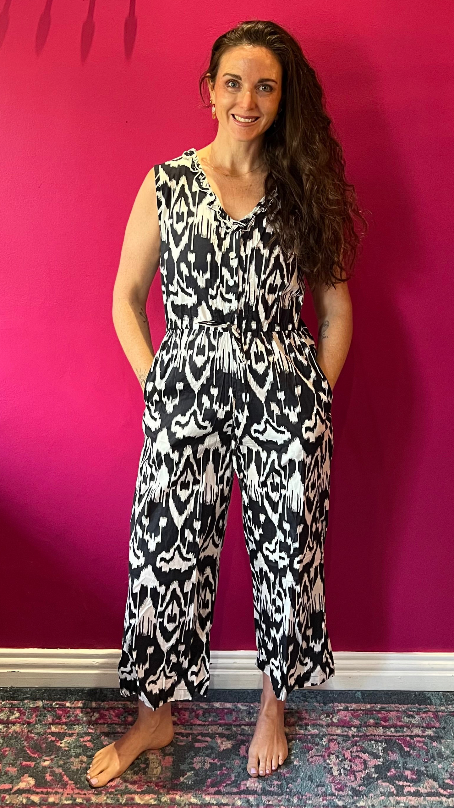 Jumpsuit - Black Ikat