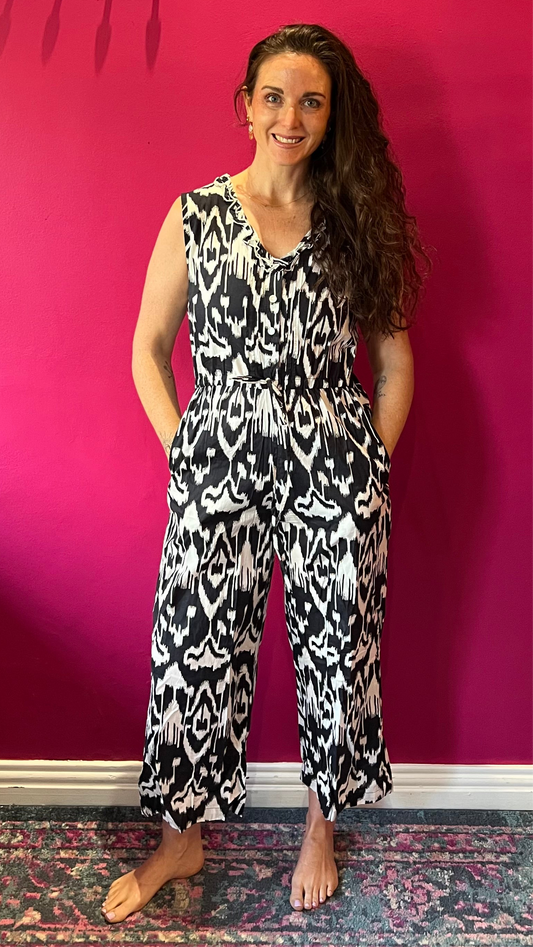 Jumpsuit - Black Ikat