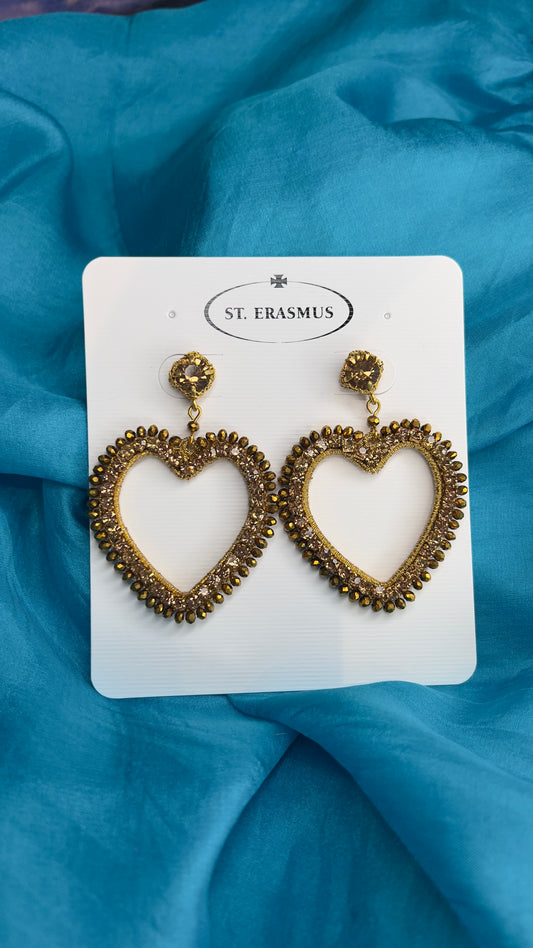 Ecstatic Heart Earrings - Golden