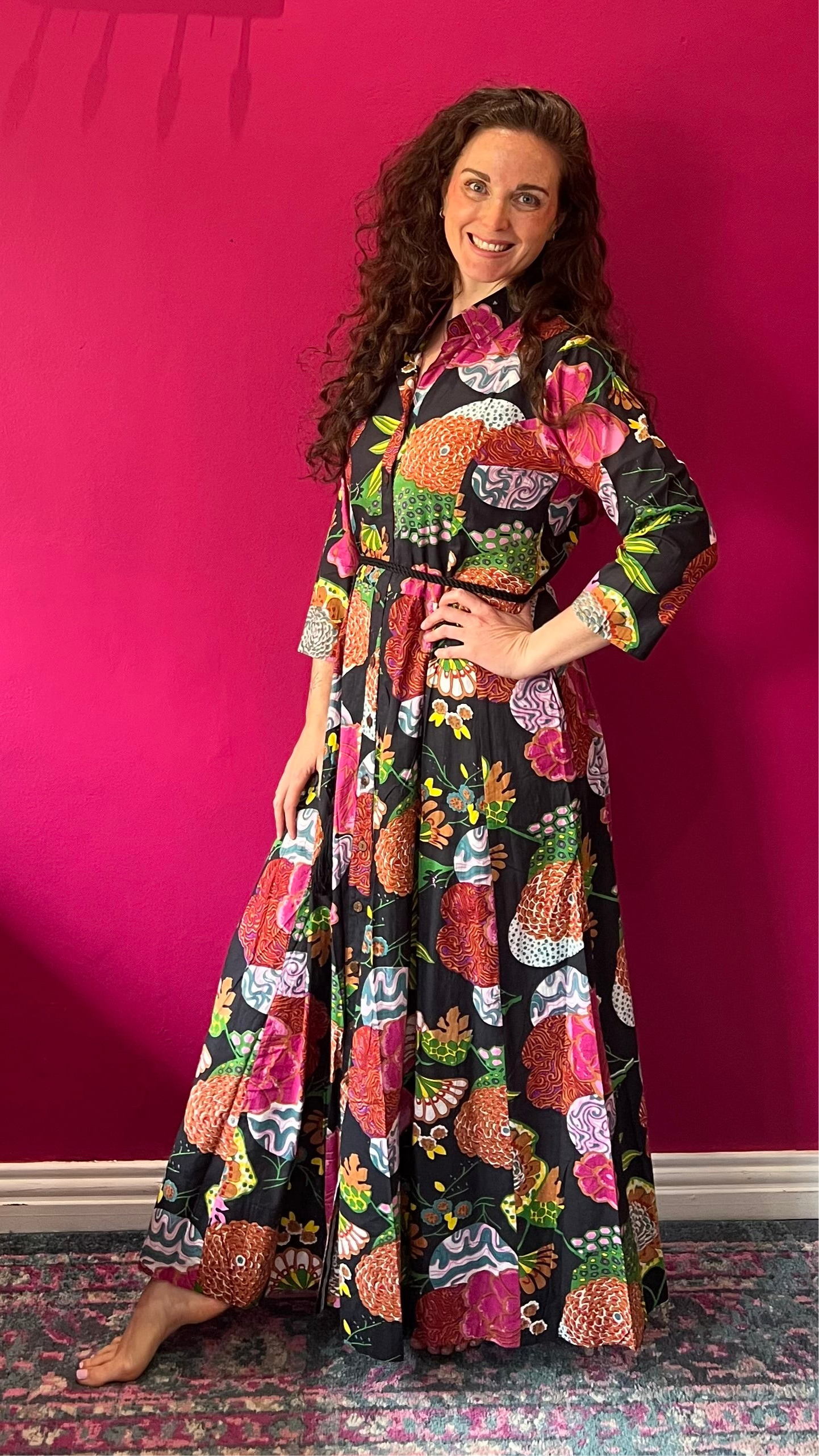 Sammy Joy Dress - Black with Bright Bold Floral