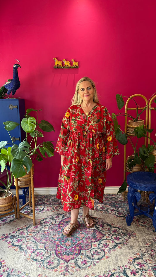 Meera Kaftan - Red Garden Bird