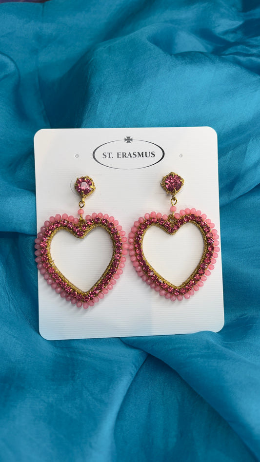 Ecstatic Heart Earrings - Pink