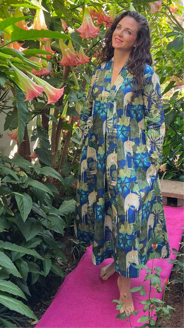 Rori Rose Dress Cobalt Blue Mogul Peacock Gypsey Rose Cotton Clothing