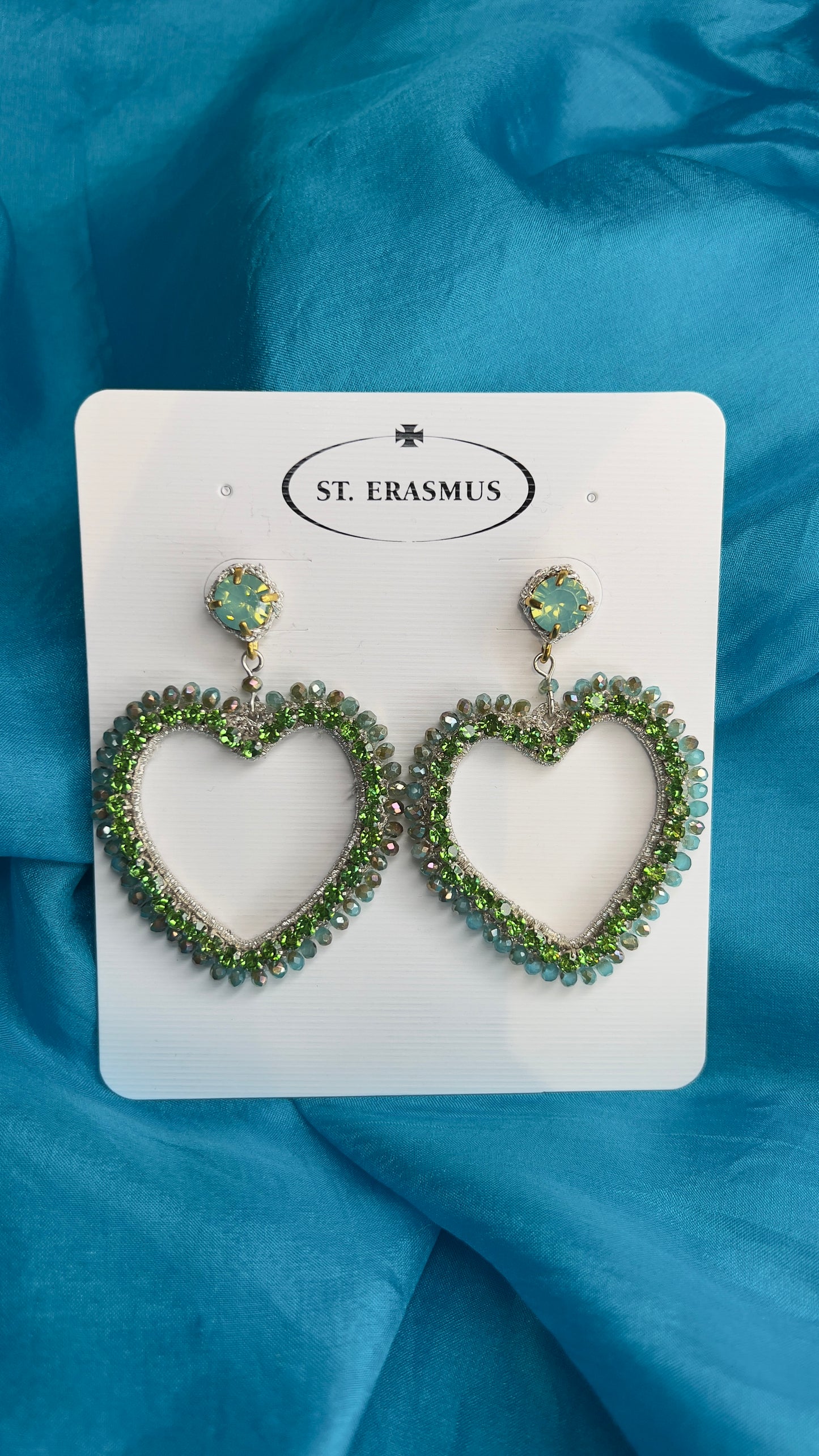 Ecstatic Heart Earrings - Green