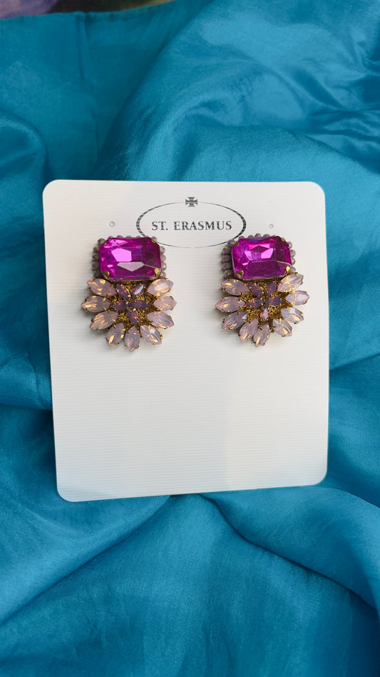 Claire Earrings - Fuschia with Shades of Pink Petals