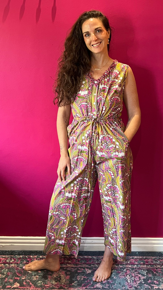 Jumpsuit - Pink Bell Flowers