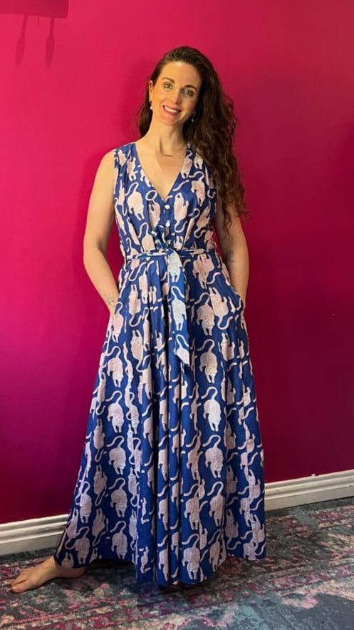Avatar Dress - Royal Blue with Red and White Tigers