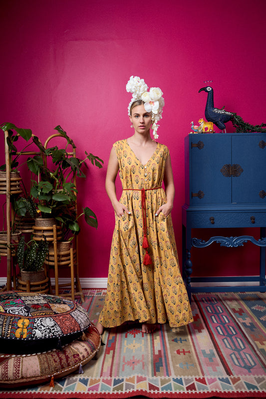 Avatar Dress - Mustard Floral