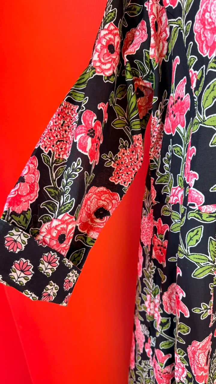 Sammy Joy 2.0 Black with Pink Climbing Roses