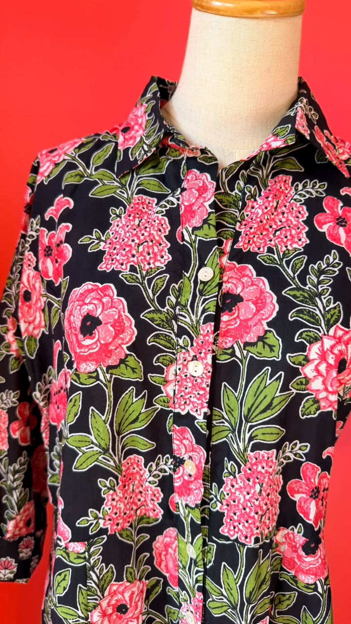 Sammy Joy 2.0 Black with Pink Climbing Roses