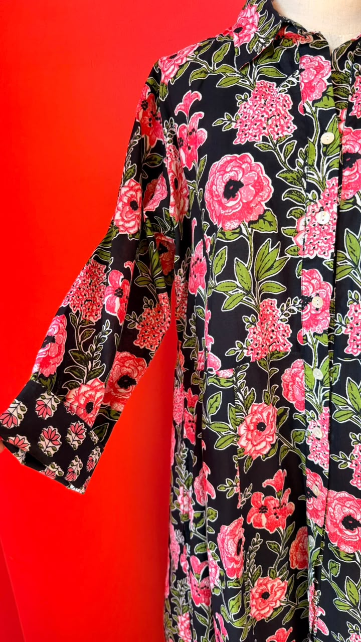 Sammy Joy 2.0 Black with Pink Climbing Roses