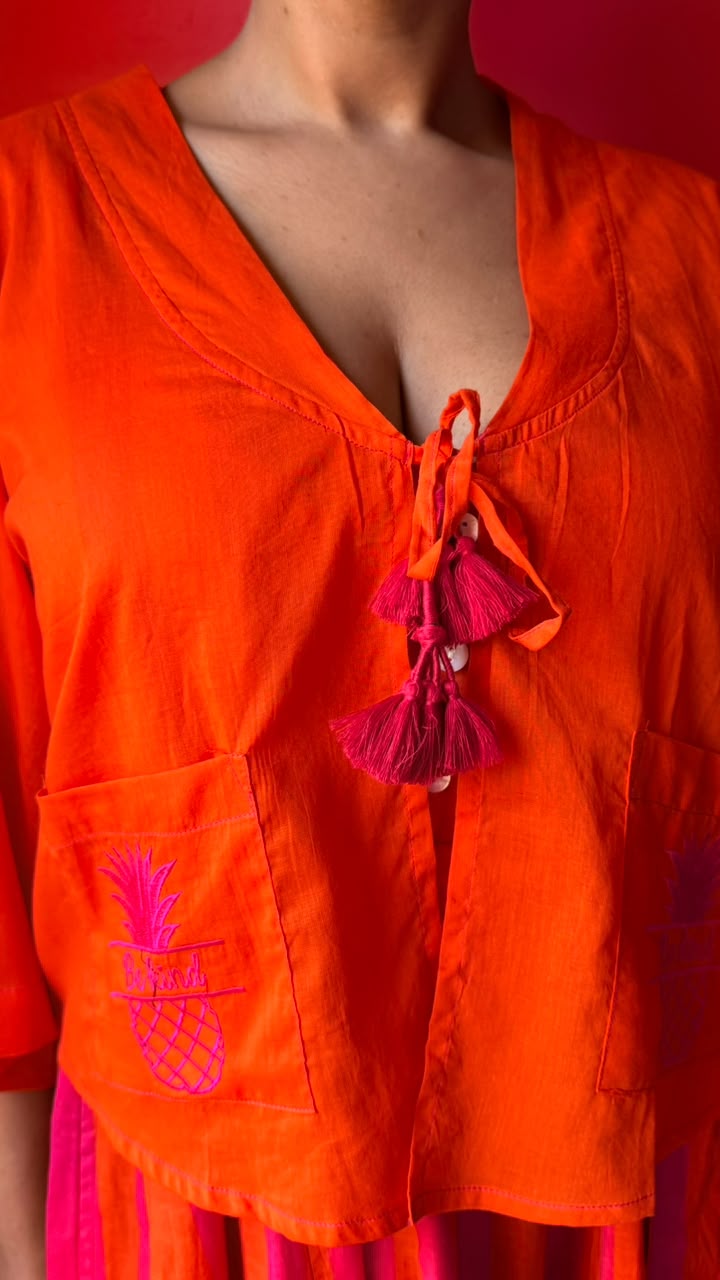 Kimmie Cropped Jacket - Bright Orange "Be Kind"