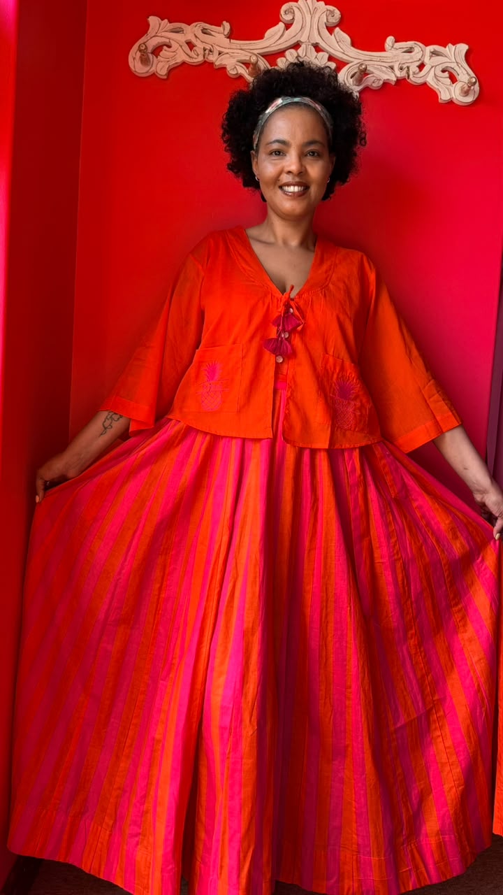 Kimmie Cropped Jacket - Bright Orange "Be Kind"