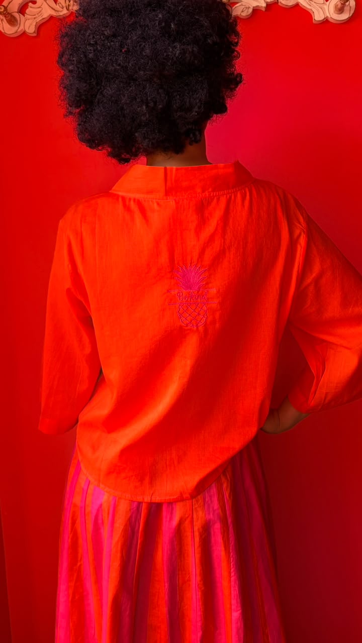 Kimmie Cropped Jacket - Bright Orange "Be Kind"