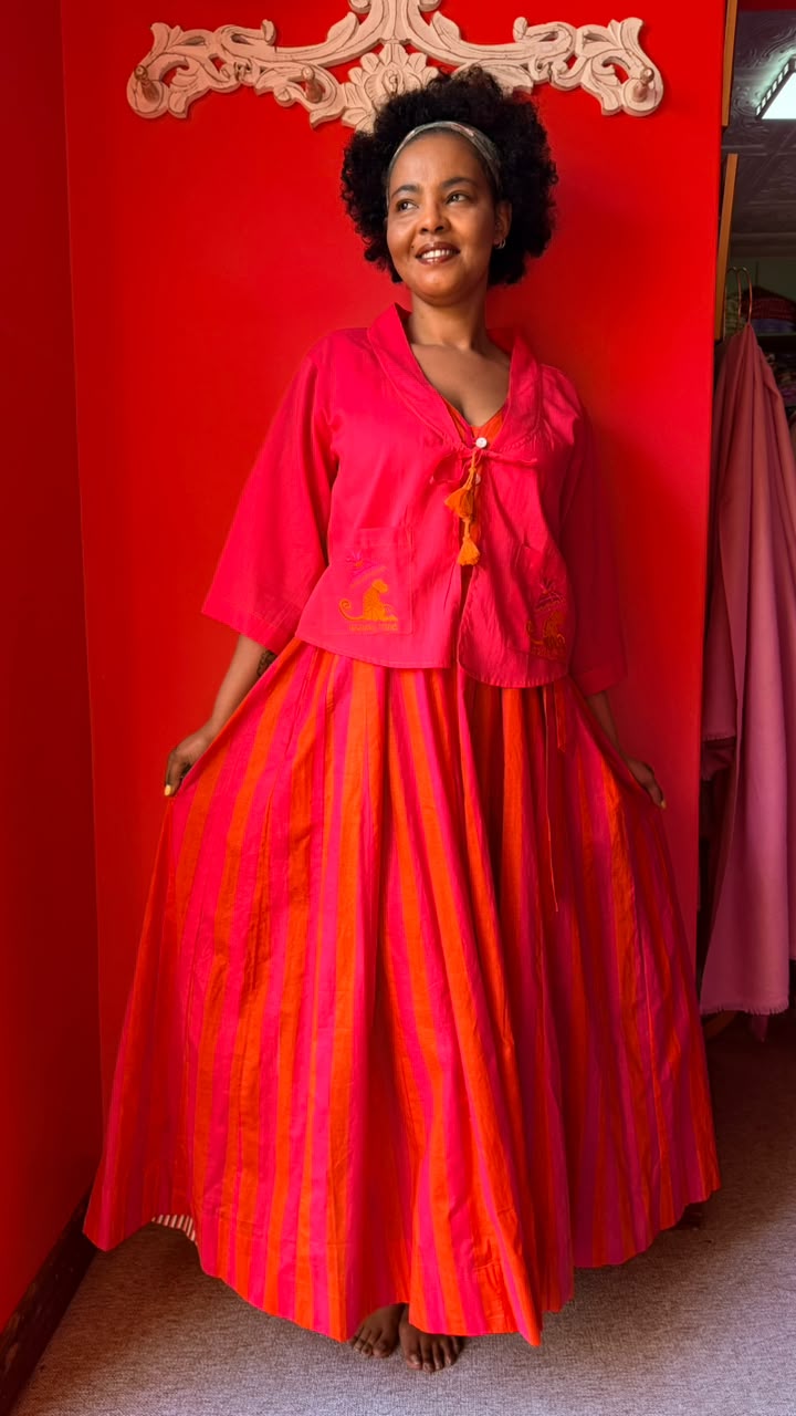 Kimmie Cropped Jacket - Bright Pink "Monkey Mind"