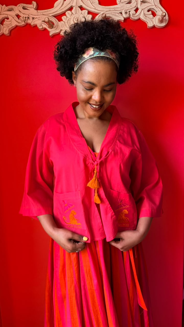 Kimmie Cropped Jacket - Bright Pink "Monkey Mind"