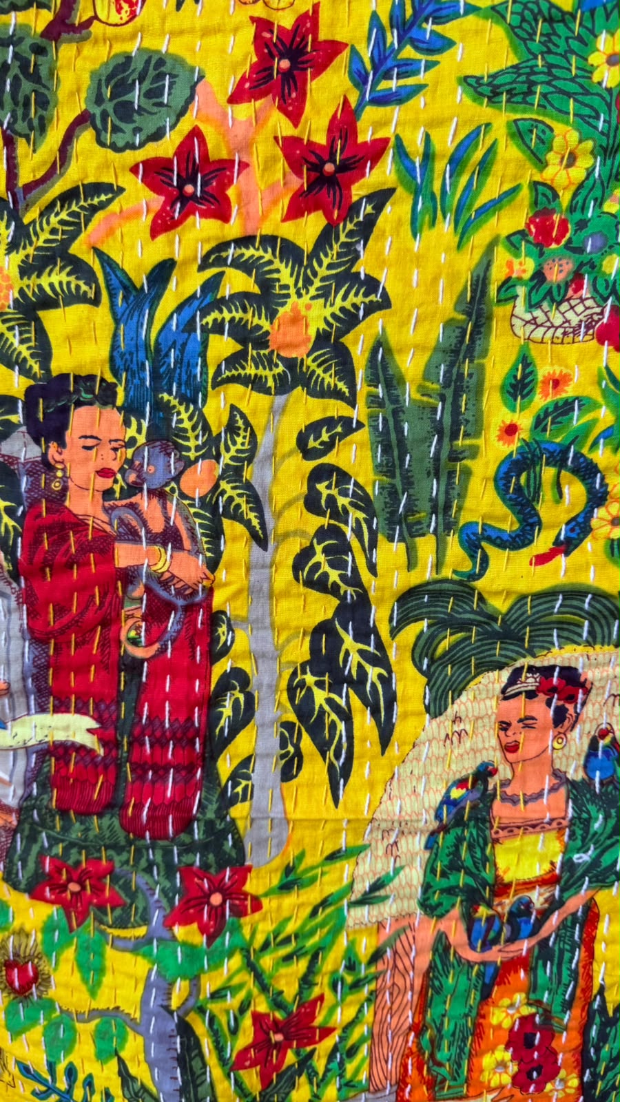 Bright Yellow Frida Khalo Print (very retro)