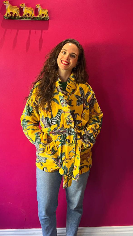 Chelsea Jacket -  Yellow Zebra with Yellow Stripe Lining