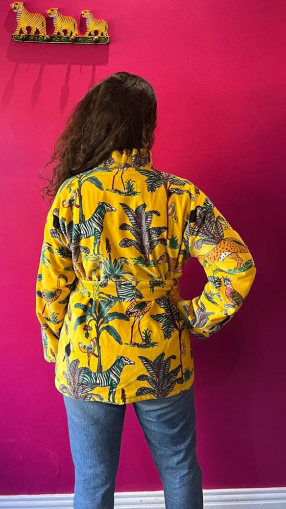 Chelsea Jacket -  Yellow Zebra with Yellow Stripe Lining