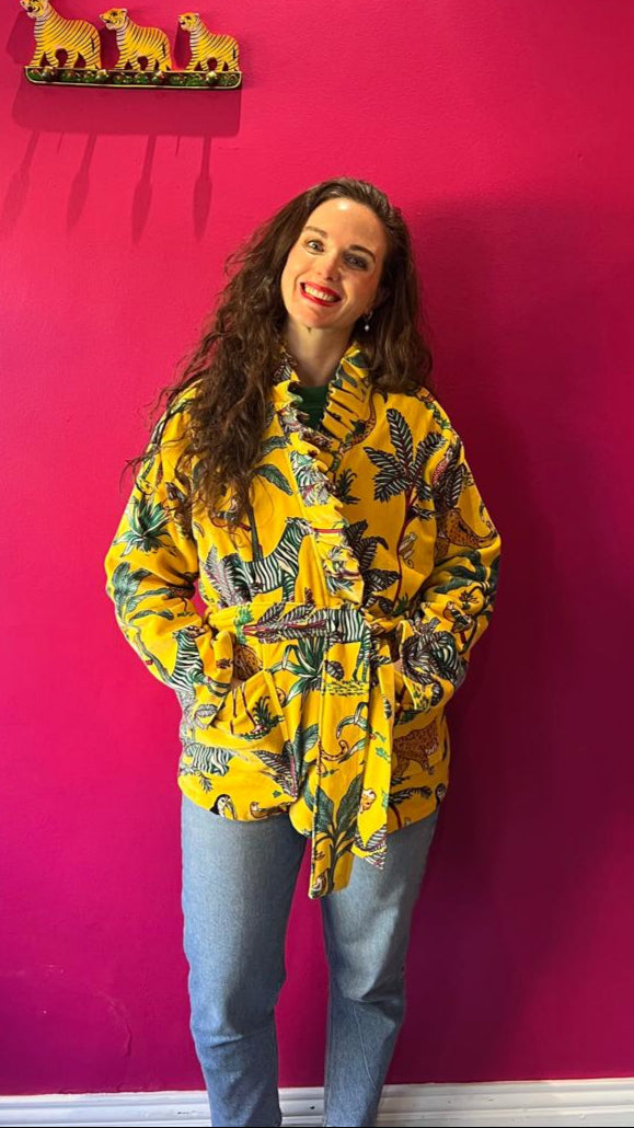 Chelsea Jacket -  Yellow Zebra with Yellow Stripe Lining