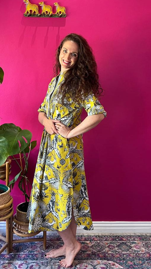 Ella Bella Shirt Dress - Chartreuse Tiger King