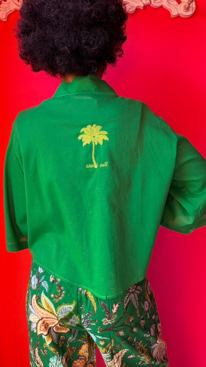 Kimmie Cropped Jacket - Emerald Green "Stand Tall"