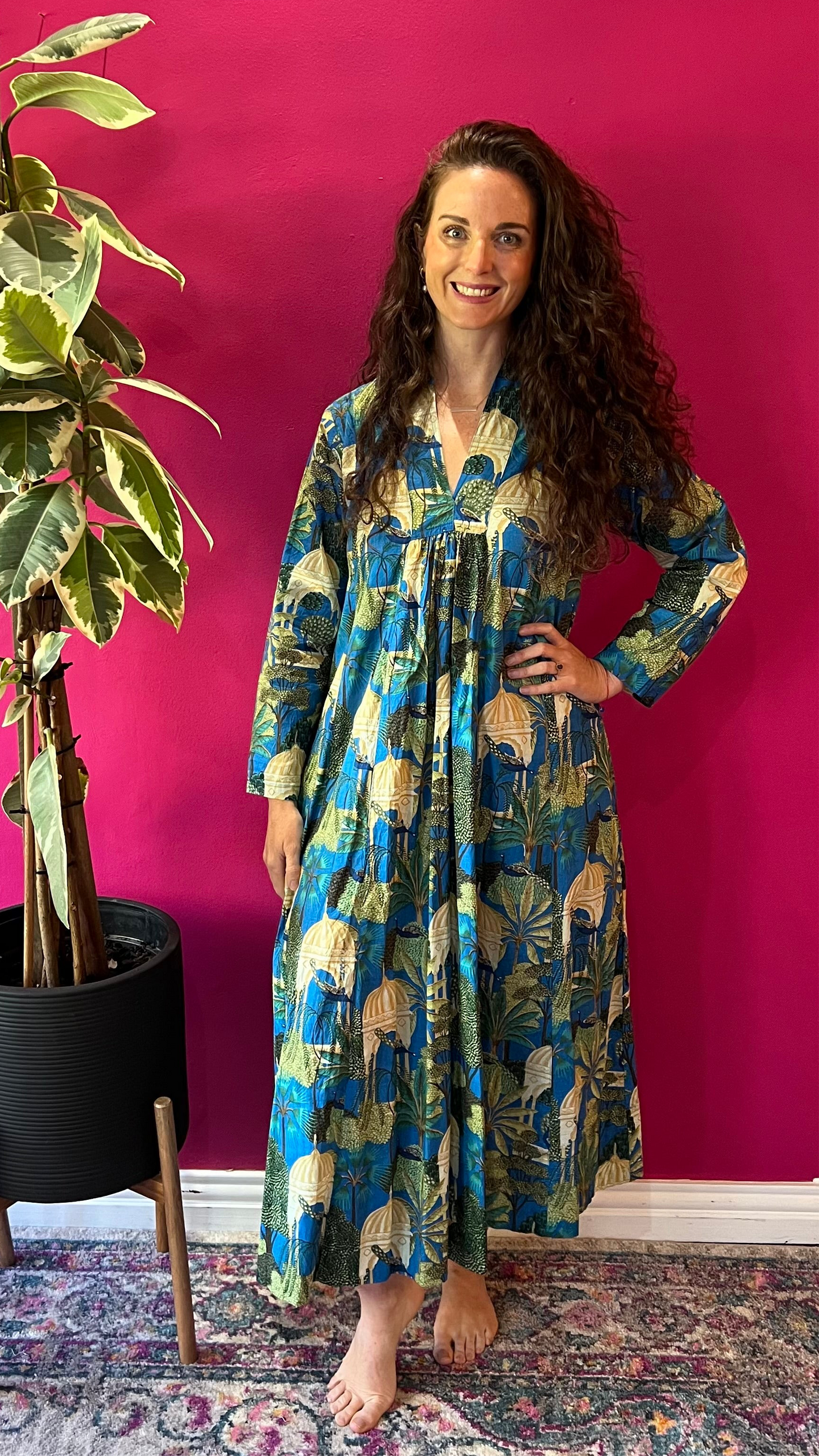 Rori Rose Dress - Teal Blue Mogul Peacock