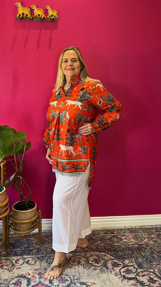 Frilly Sarong Blouse - Orange Zebra