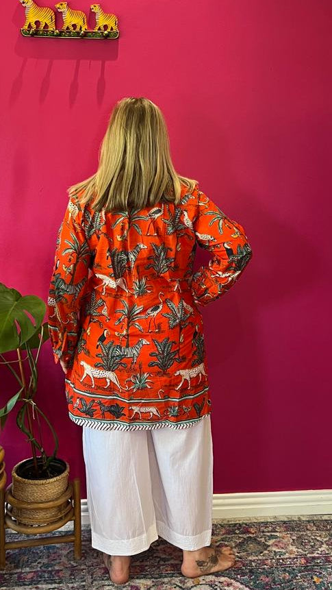 Frilly Sarong Blouse - Orange Zebra