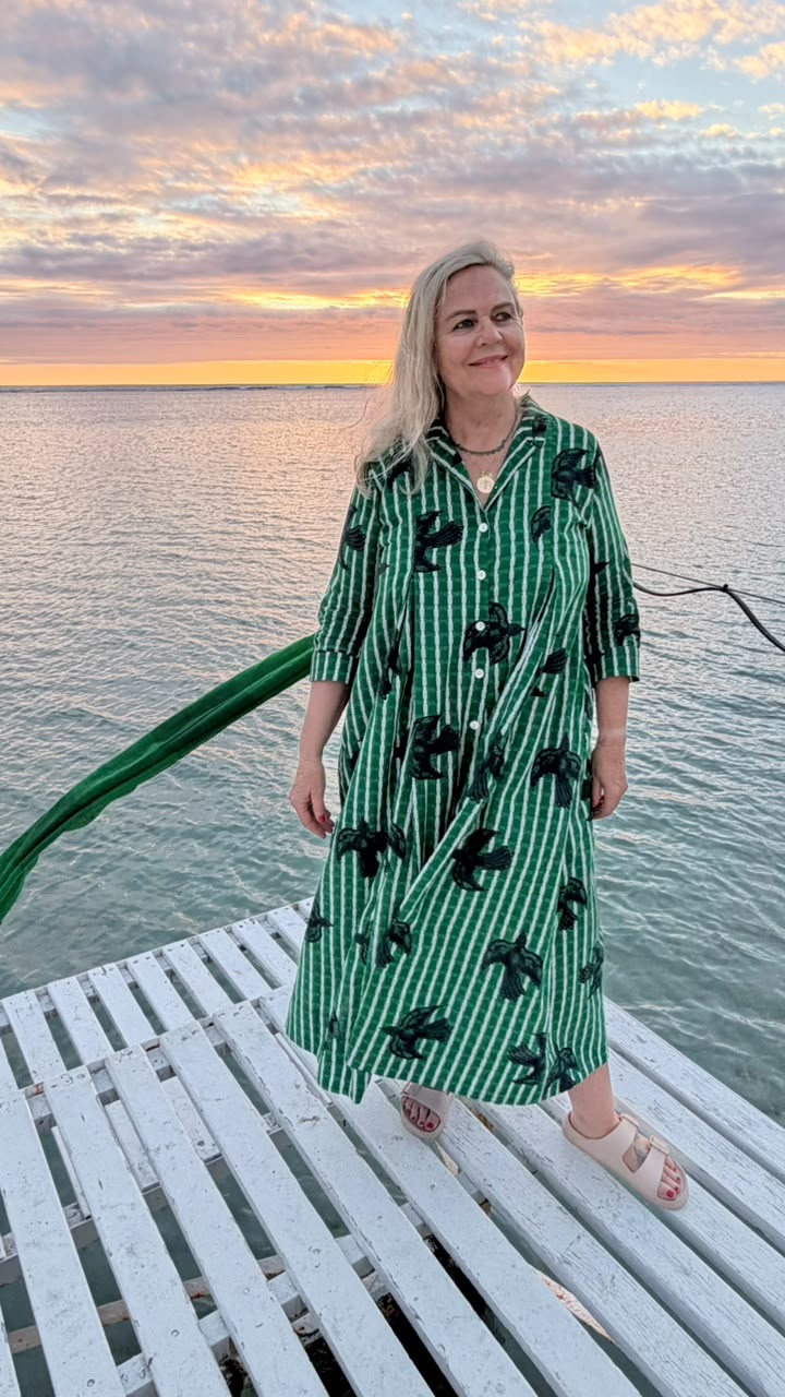 Jilly Jumpsuit Emerald Green and Cream Tartan with Flying Black Bird