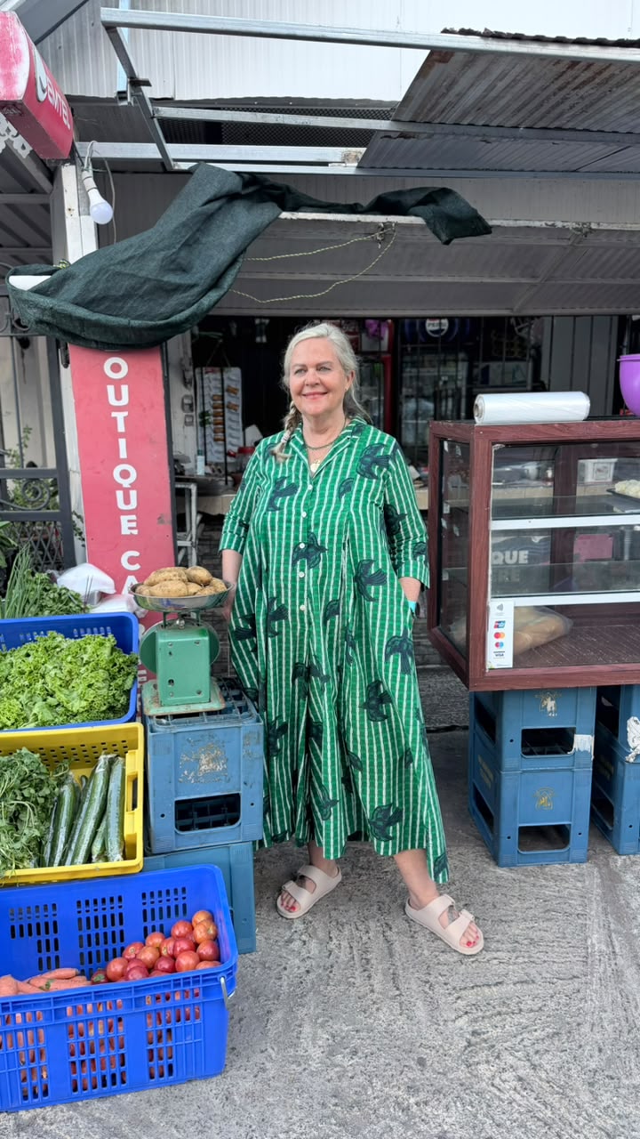 Jilly Jumpsuit Emerald Green and Cream Tartan with Flying Black Bird