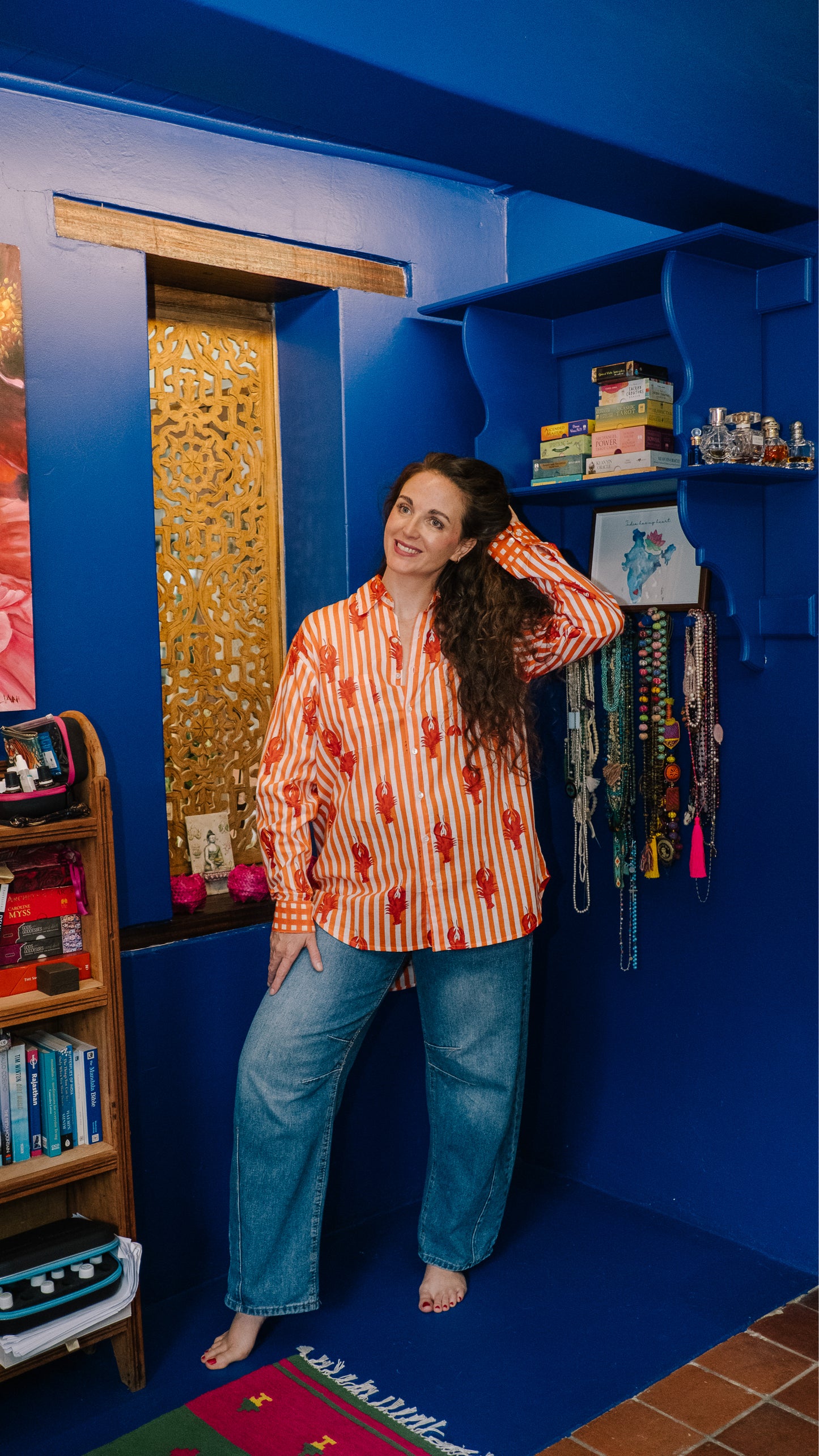 Beverley Blouse 2.0 - Orange and white lobster stripes