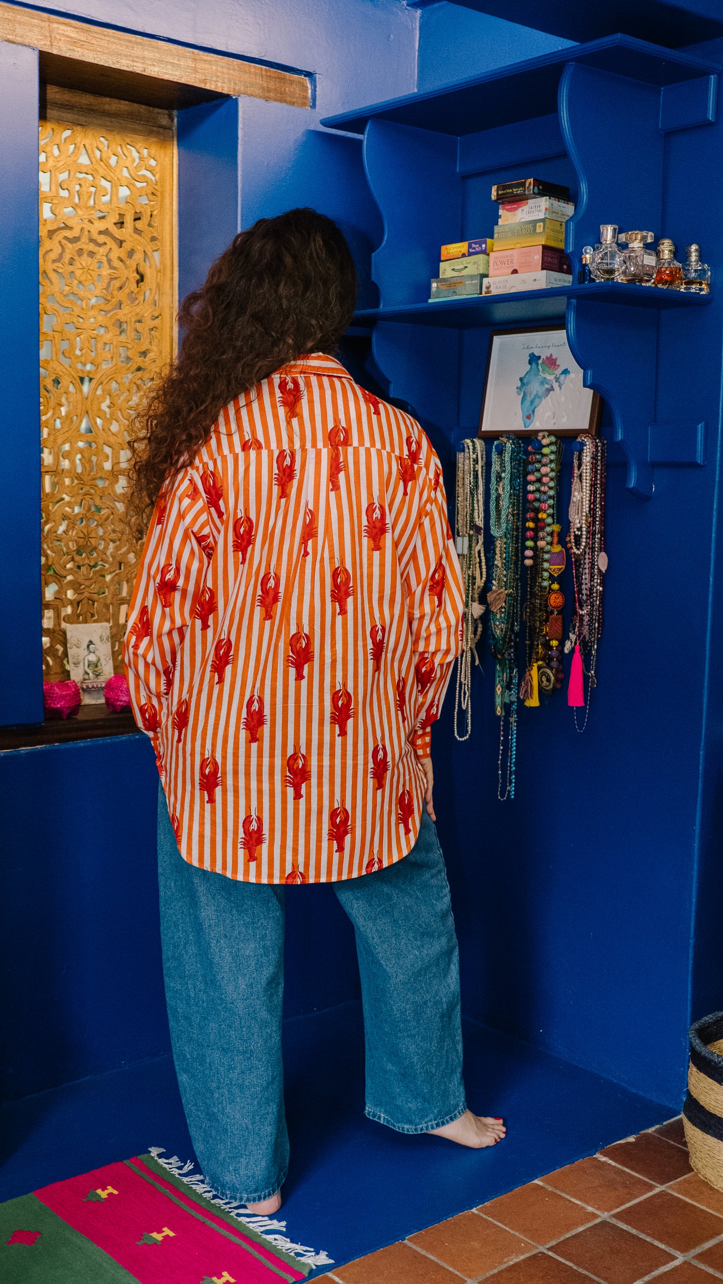 Beverley Blouse 2.0 - Orange and white lobster stripes